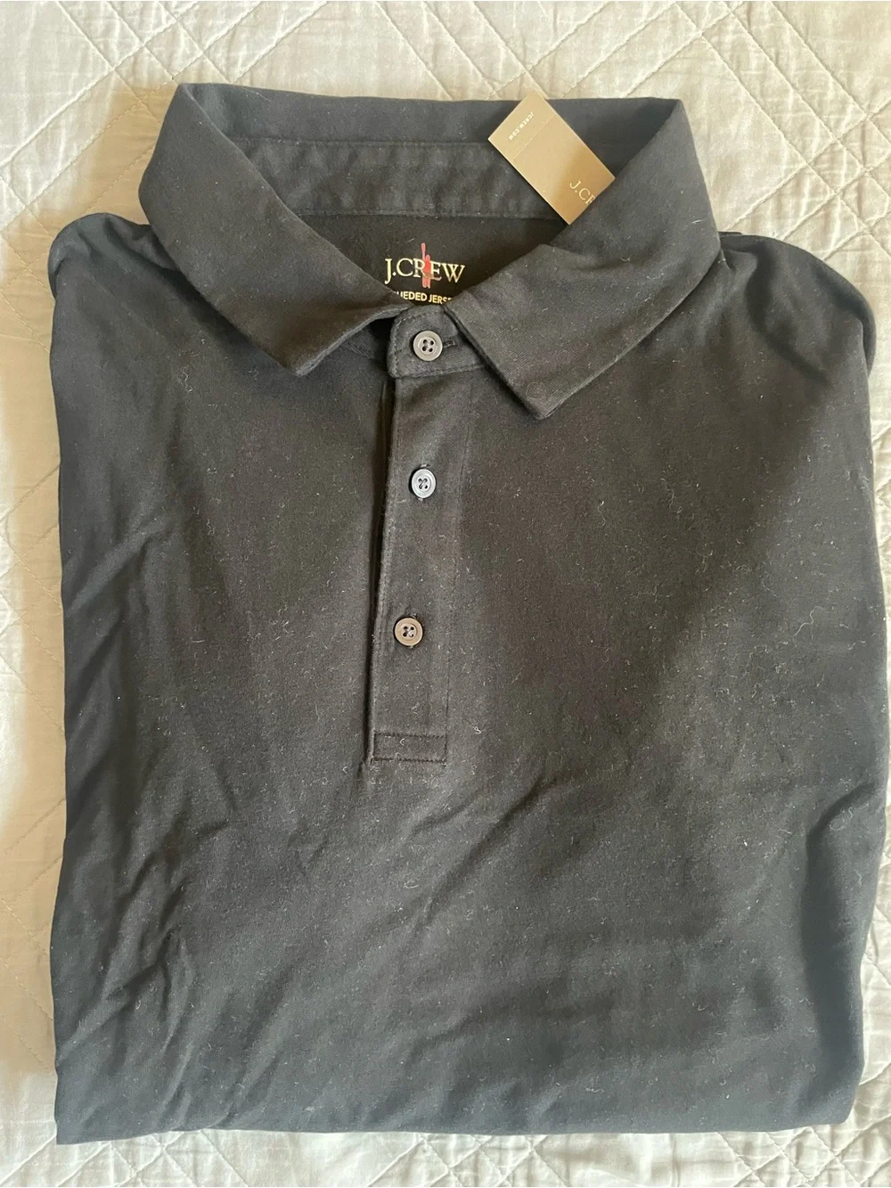 J. CREW Slim sueded cotton polo shirt in Black Size L NWT $55 BW393